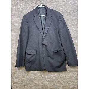 Lands' End 100% Wool Blazer Suit Coat Jacket Mens Sz 42L Black Two Button Lined